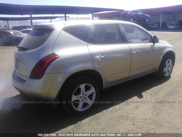 JN8AZ08T65W325124 - 2005 NISSAN MURANO SL/SE/S GOLD photo 4