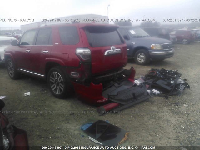 JTEBU5JR9G5338061 - 2016 TOYOTA 4RUNNER SR5 PREM/LTDL/TRAIL/TRD Czerwony zdjęcie 3