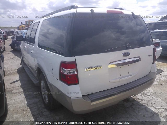 1FMFK17537LA18024 - 2007 FORD EXPEDITION EL EDDIE BAUER WHITE photo 3