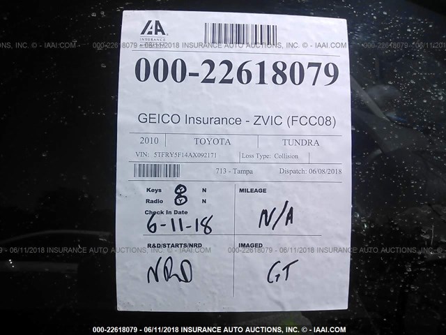 5TFRY5F14AX092171 - 2010 TOYOTA TUNDRA DOUBLE CAB SR5 BLACK photo 7