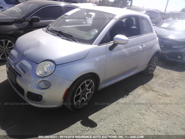 3C3CFFBR5CT113187 - 2012 FIAT 500 SPORT SILVER photo 2