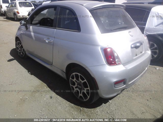 3C3CFFBR5CT113187 - 2012 FIAT 500 SPORT SILVER photo 3