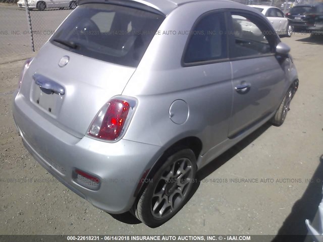 3C3CFFBR5CT113187 - 2012 FIAT 500 SPORT SILVER photo 4