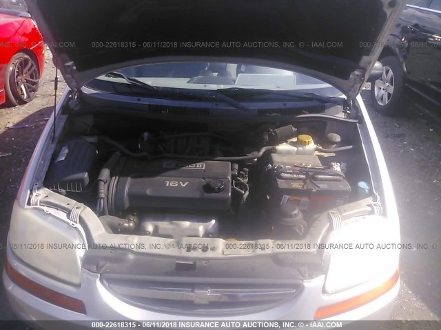 KL1TD626X5B329751 - 2005 CHEVROLET AVEO LS SILVER photo 10