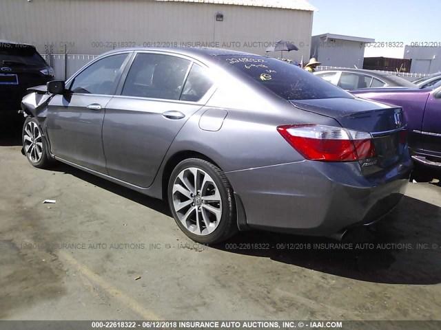 1HGCR2F52FA142260 - 2015 HONDA ACCORD SPORT Сұр фото 3