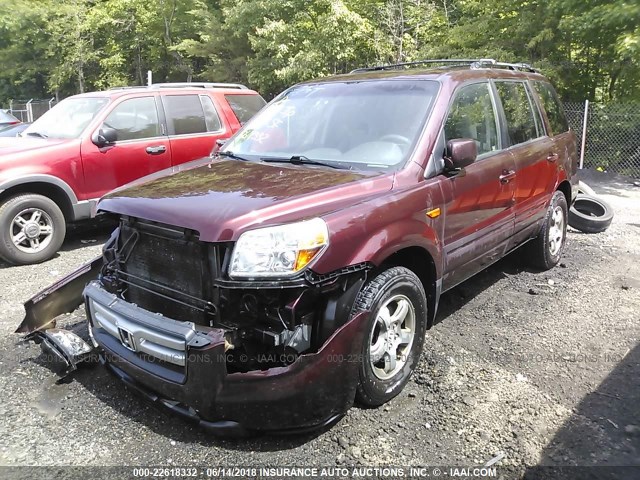 5FNYF18378B053023 - 2008 HONDA PILOT SE BURGUNDY photo 2