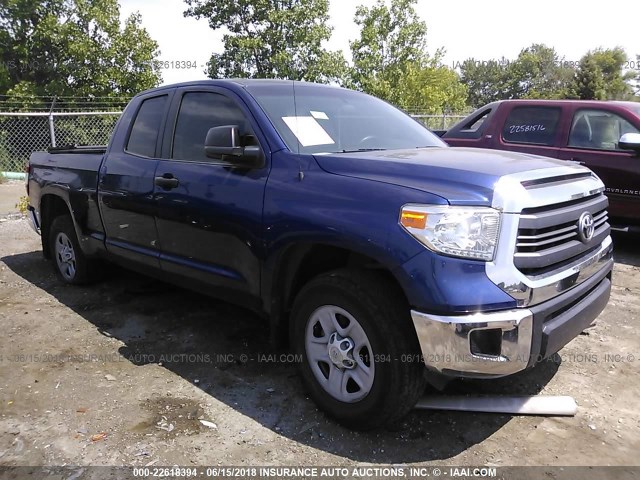 5TFRM5F10EX074235 - 2014 TOYOTA TUNDRA DOUBLE CAB SR/SR5 BLUE photo 1