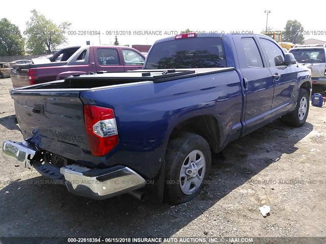 5TFRM5F10EX074235 - 2014 TOYOTA TUNDRA DOUBLE CAB SR/SR5 BLUE photo 4