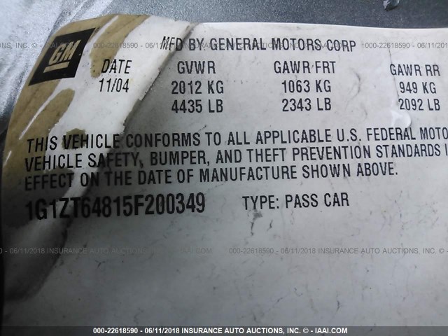 1G1ZT64815F200349 - 2005 CHEVROLET MALIBU MAXX LS GREEN photo 9