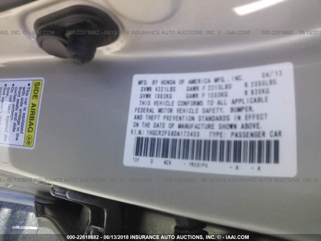 1HGCR2F58DA173400 - 2013 HONDA ACCORD SPORT 米色 照片 9
