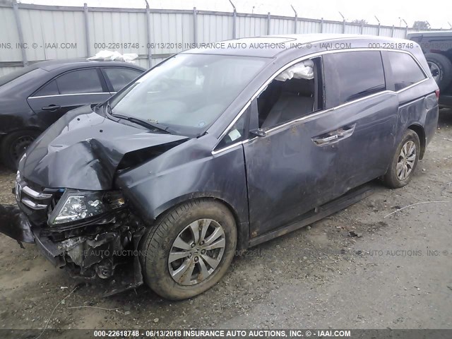 5FNRL5H67EB135652 - 2014 HONDA ODYSSEY EXL GRAY photo 2