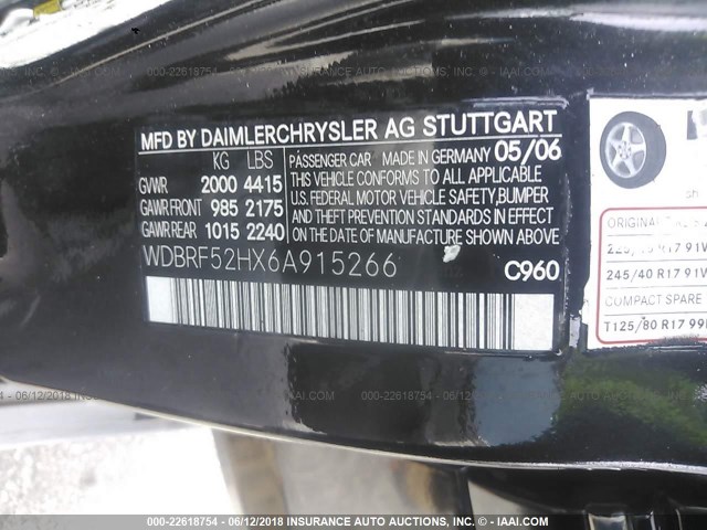 WDBRF52HX6A915266 - 2006 MERCEDES-BENZ C GENERATION 2006 230 BLACK photo 9