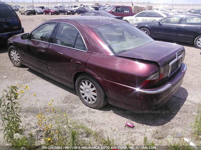 1LNHM86S84Y631757 - 2004 LINCOLN LS BURGUNDY photo 3