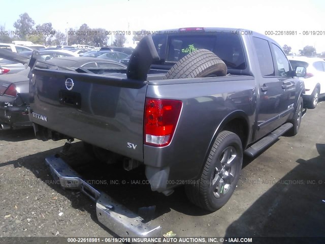 1N6AA0ED7FN500467 - 2015 NISSAN TITAN S/SV/SL/PRO-4X GRAY photo 4