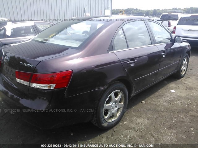 5NPEU46C56H147753 - 2006 HYUNDAI SONATA GLS/LX BURGUNDY photo 4