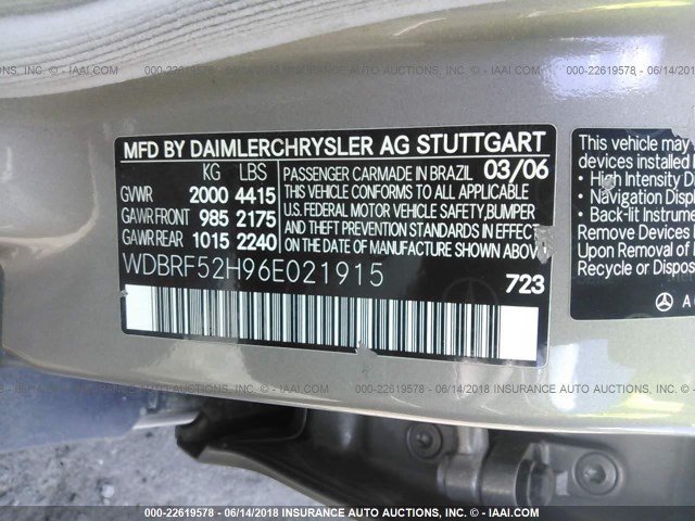 WDBRF52H96E021915 - 2006 MERCEDES-BENZ C GENERATION 2006 230 GRAY photo 9