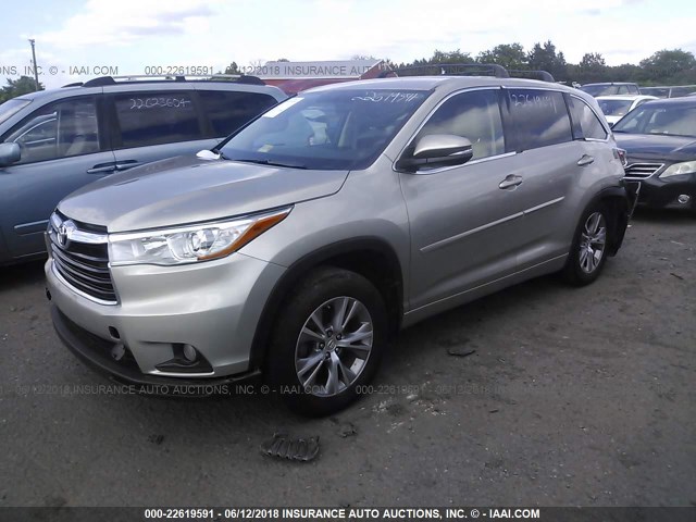 5TDBKRFH0FS099364 - 2015 TOYOTA HIGHLANDER LE/LE PLUS GOLD photo 2