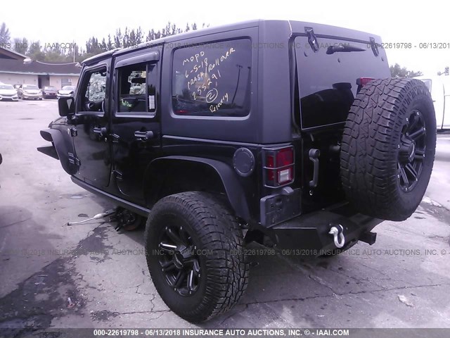 1J4BA3H10BL570242 - 2011 JEEP WRANGLER UNLIMITE SPORT BLACK photo 3