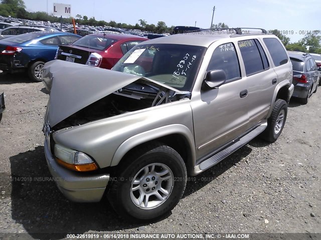 1D4HS48N03F509689 - 2003 DODGE DURANGO SLT GOLD photo 2