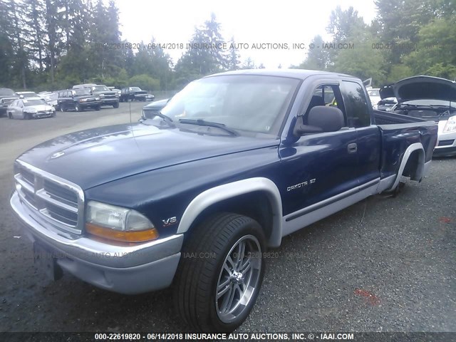 1B7GG22N0YS714290 - 2000 DODGE DAKOTA Dark Blue photo 2