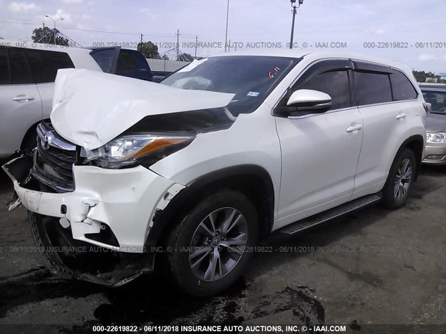 5TDZKRFH8FS045681 - 2015 TOYOTA HIGHLANDER LE/LE PLUS WHITE photo 2