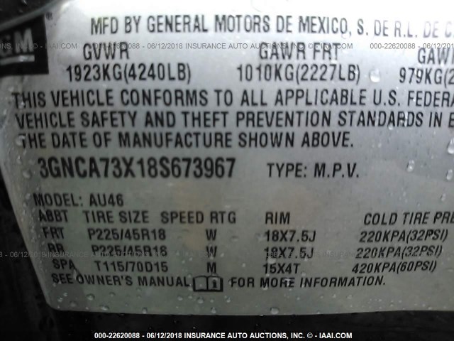 3GNCA73X18S673967 - 2008 CHEVROLET HHR SS 黑色 照片 9