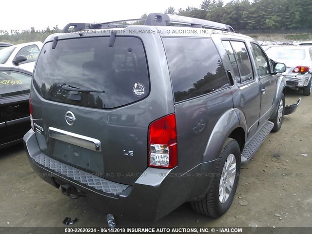 5N1AR18W47C641732 - 2007 NISSAN PATHFINDER LE/SE/XE GRAY photo 4