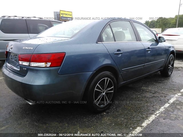 5NPEU46F46H088611 - 2006 HYUNDAI SONATA GLS/LX BLUE photo 4