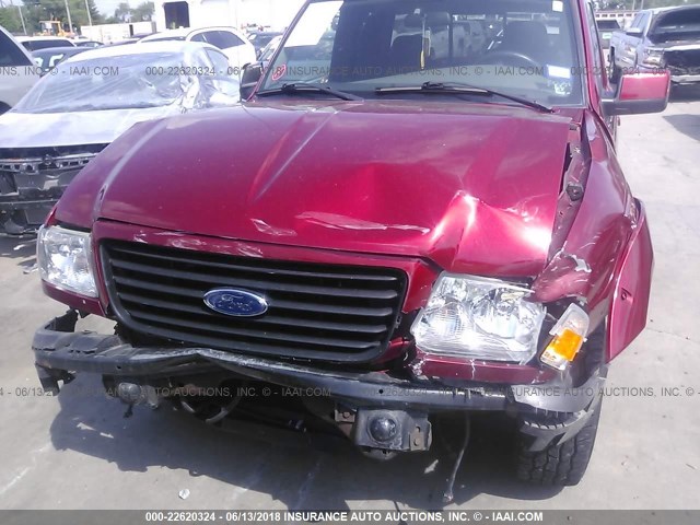 1FTYR44E18PA49927 - 2008 FORD RANGER SUPER CAB RED photo 6