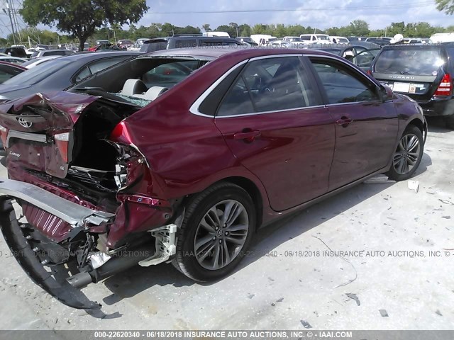 4T1BF1FK3GU516454 - 2016 TOYOTA CAMRY LE/XLE/SE/XSE RED photo 4