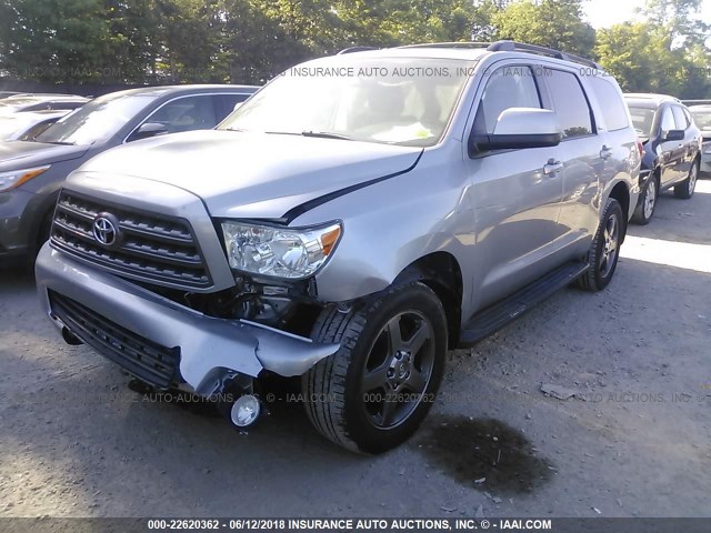 5TDBM5G17BS001509 - 2011 TOYOTA SEQUOIA SR5 GRAY photo 2