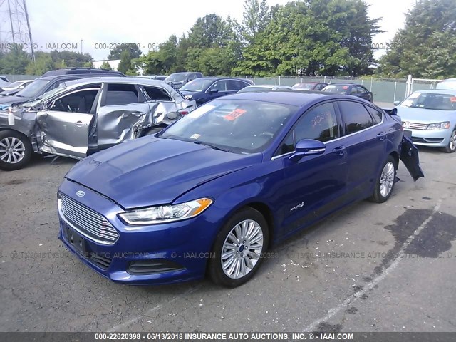 3FA6P0LU3GR288262 - 2016 FORD FUSION SE HYBRID BLUE photo 2