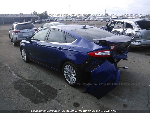 3FA6P0LU3GR288262 - 2016 FORD FUSION SE HYBRID BLUE photo 3