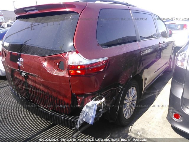 5TDYK3DC3GS730933 - 2016 TOYOTA SIENNA XLE/LIMITED BURGUNDY photo 4