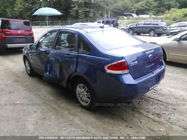 1FAHP35N28W171593 - 2008 FORD FOCUS SE/SEL/SES BLUE photo 3