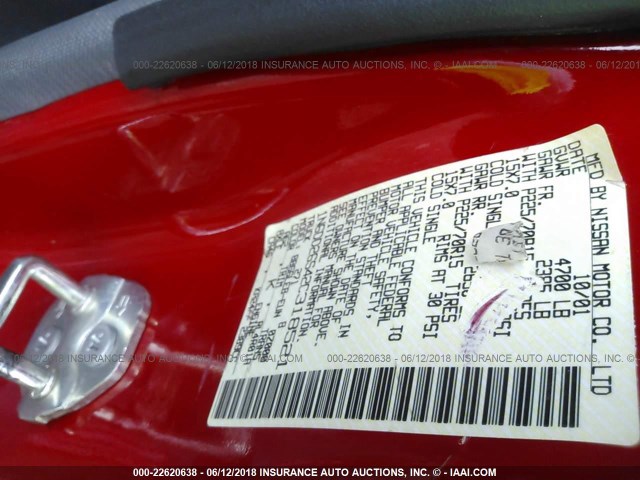 1N6DD26S42C318521 - 2002 NISSAN FRONTIER KING CAB XE RED photo 9
