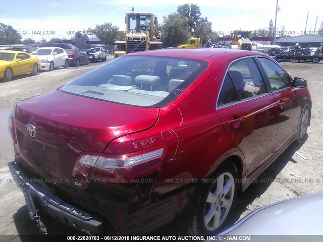 4T1BE46K99U407164 - 2009 TOYOTA CAMRY SE/LE/XLE RED photo 4