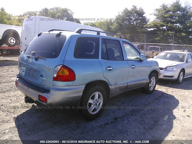 KM8SC73E33U553797 - 2003 HYUNDAI SANTA FE GLS/LX BLUE photo 4