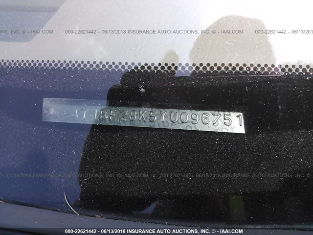 4T1BF28K5YU096751 - 2000 TOYOTA CAMRY LE/XLE GRAY photo 9