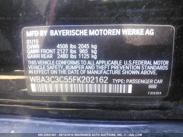 WBA3C3C55FK202162 - 2015 BMW 320 I/XDRIVE BLACK photo 9