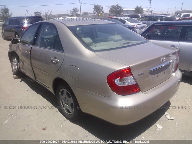 4T1BF30K42U028501 - 2002 TOYOTA CAMRY LE/XLE/SE ოქროსფერი ფოტო 3