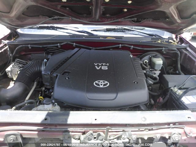 5TEJU62N16Z273168 - 2006 TOYOTA TACOMA DOUBLE CAB PRERUNNER RED photo 10