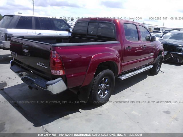 5TEJU62N16Z273168 - 2006 TOYOTA TACOMA DOUBLE CAB PRERUNNER RED photo 4