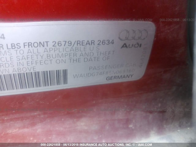 WAUDG74F85N069160 - 2005 AUDI A6 3.2 QUATTRO ORANGE photo 9