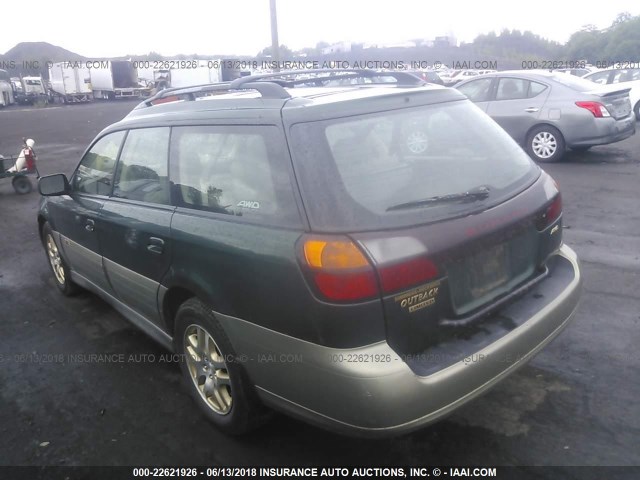 4S3BH686X27637162 - 2002 SUBARU LEGACY OUTBACK LIMITED GREEN photo 3