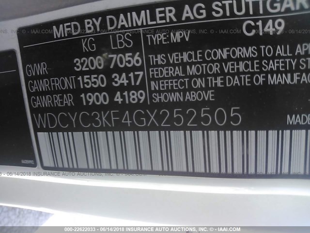 WDCYC3KF4GX252505 - 2016 MERCEDES-BENZ G 550 WHITE photo 9