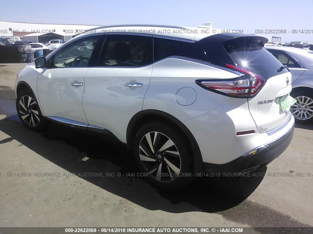 5N1AZ2MH9JN110910 - 2018 NISSAN MURANO S/SL/SV/PLATINUM WHITE photo 3