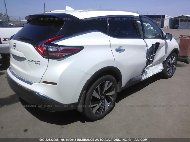 5N1AZ2MH9JN110910 - 2018 NISSAN MURANO S/SL/SV/PLATINUM WHITE photo 4