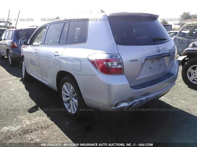 JTEEW44A982016577 - 2008 TOYOTA HIGHLANDER HYBRID LIMITED SILVER photo 3