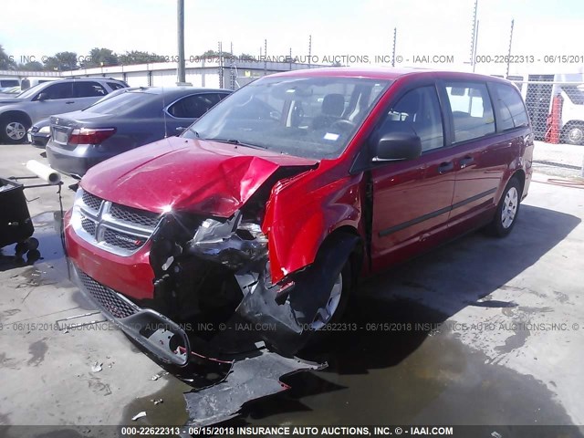 2C4RDGBG6DR693540 - 2013 DODGE GRAND CARAVAN SE RED photo 2